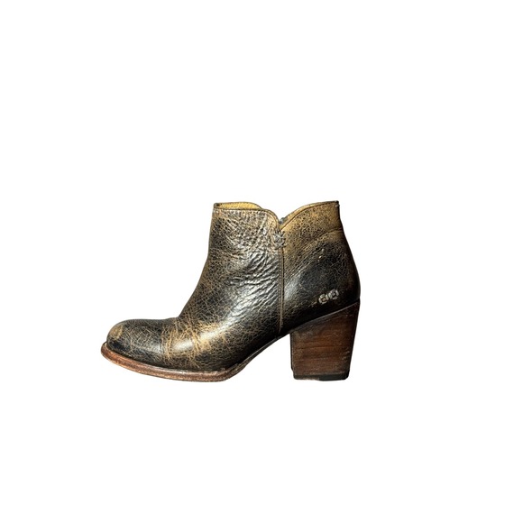 Bed Stu Shoes - Bed Stu Manchester Leather Ankle Boots Distressed Black Gold W7 8257